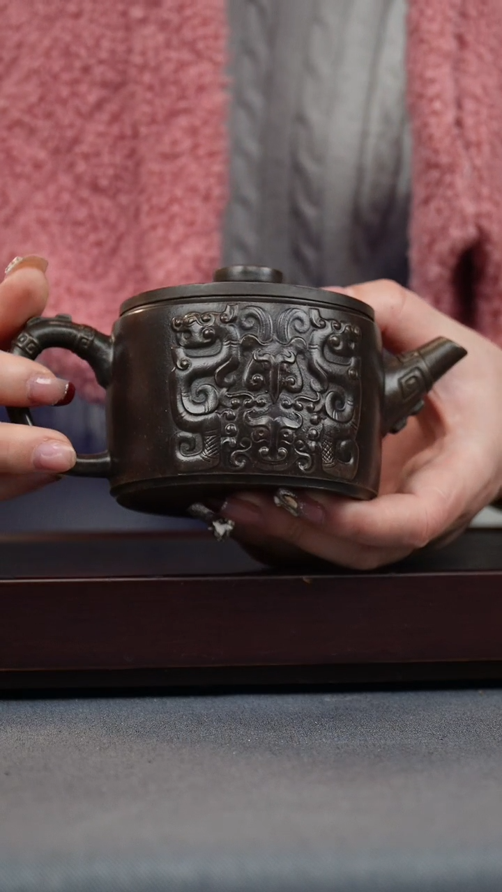 【闪购商品】紫砂茶壶龙背青 汉瓦堆青龙铜纹