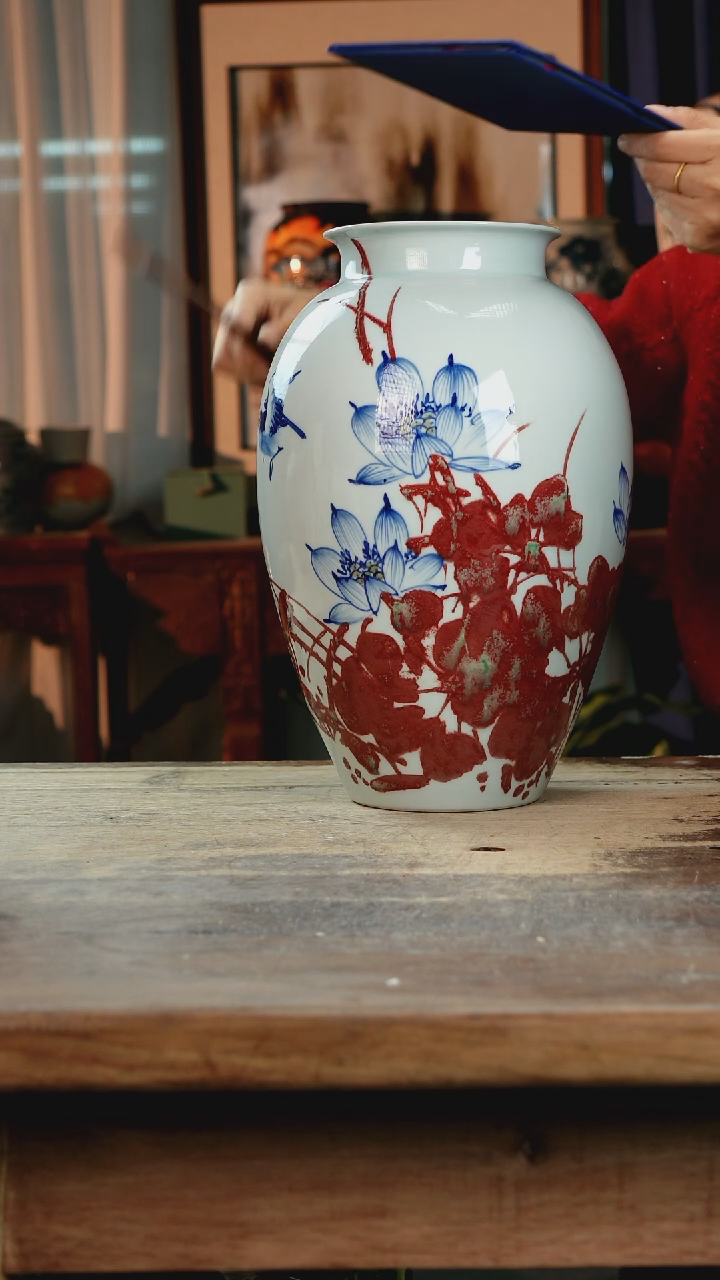 【闪购商品】瓷片景德镇纯手工釉下彩精品花瓶