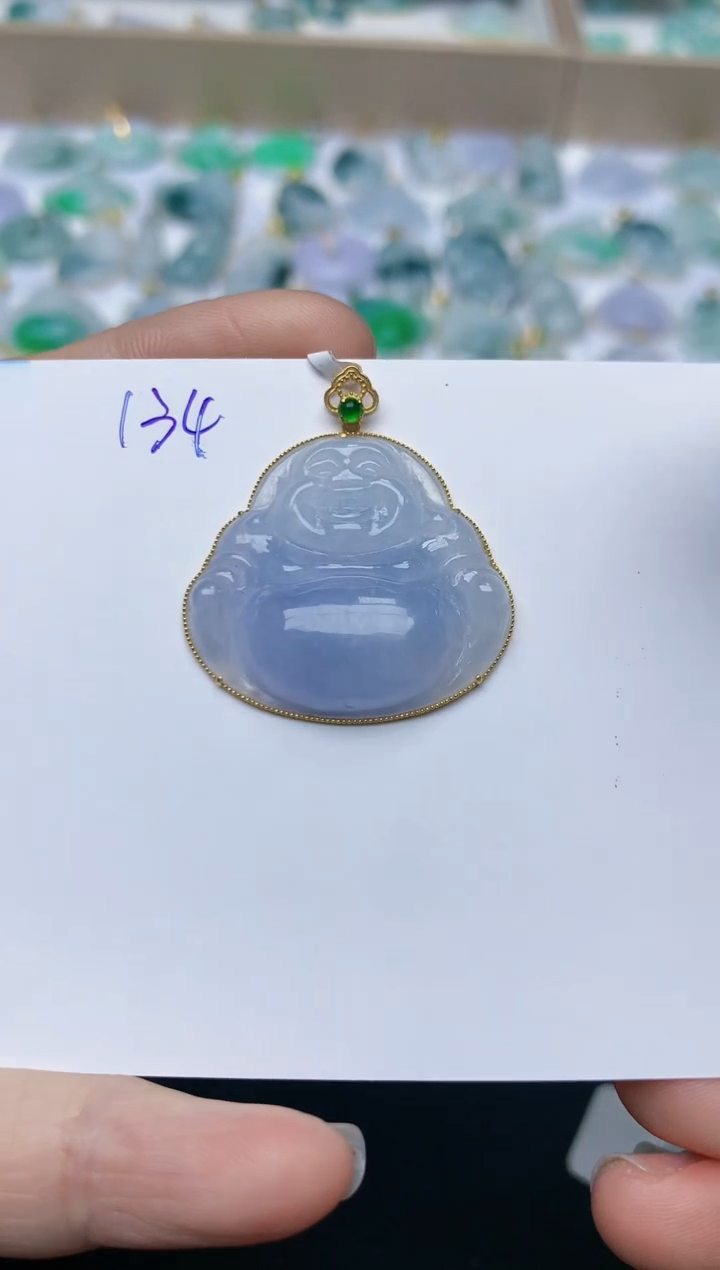 【闪购商品】翡翠颈饰18K金镶嵌天然翡翠A货    