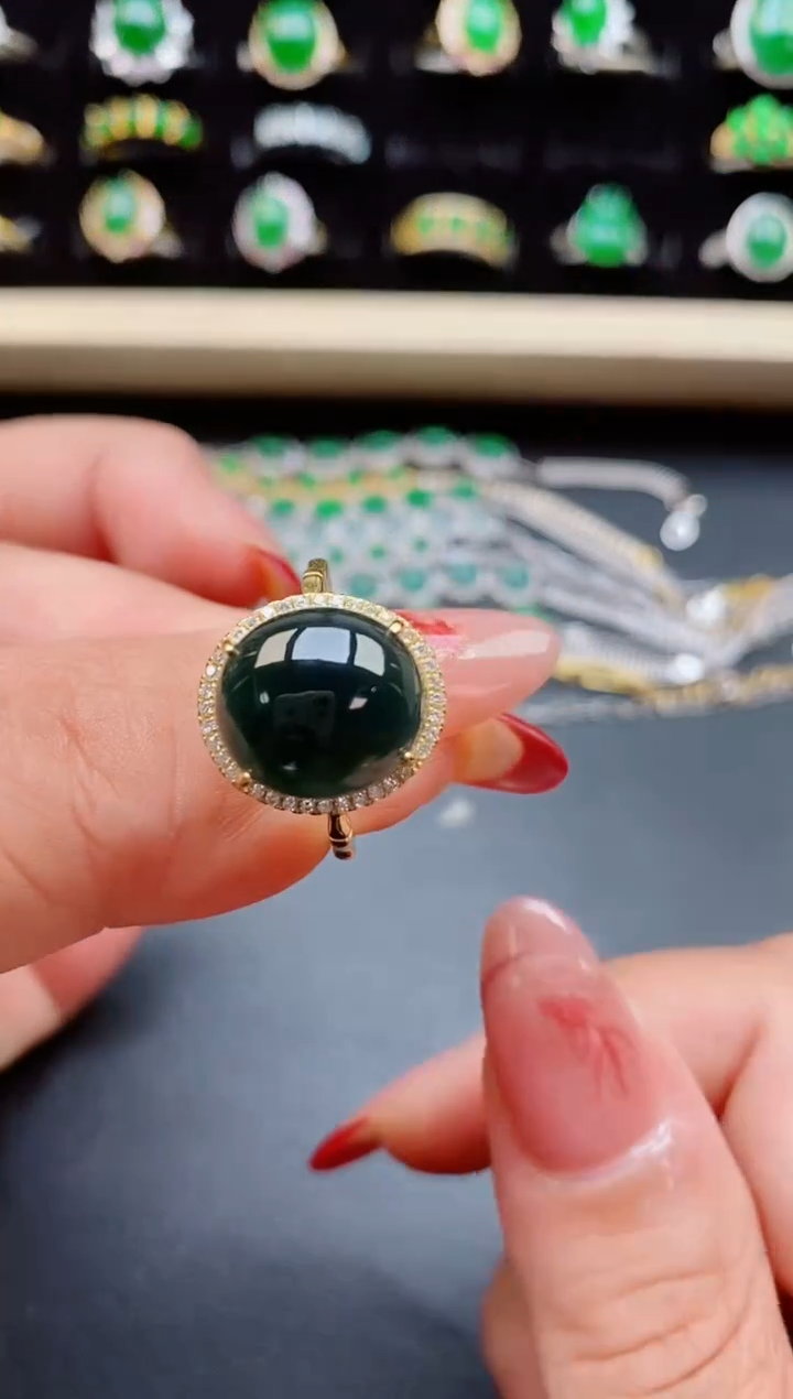 【闪购商品】翡翠戒指银S925镶嵌5080550