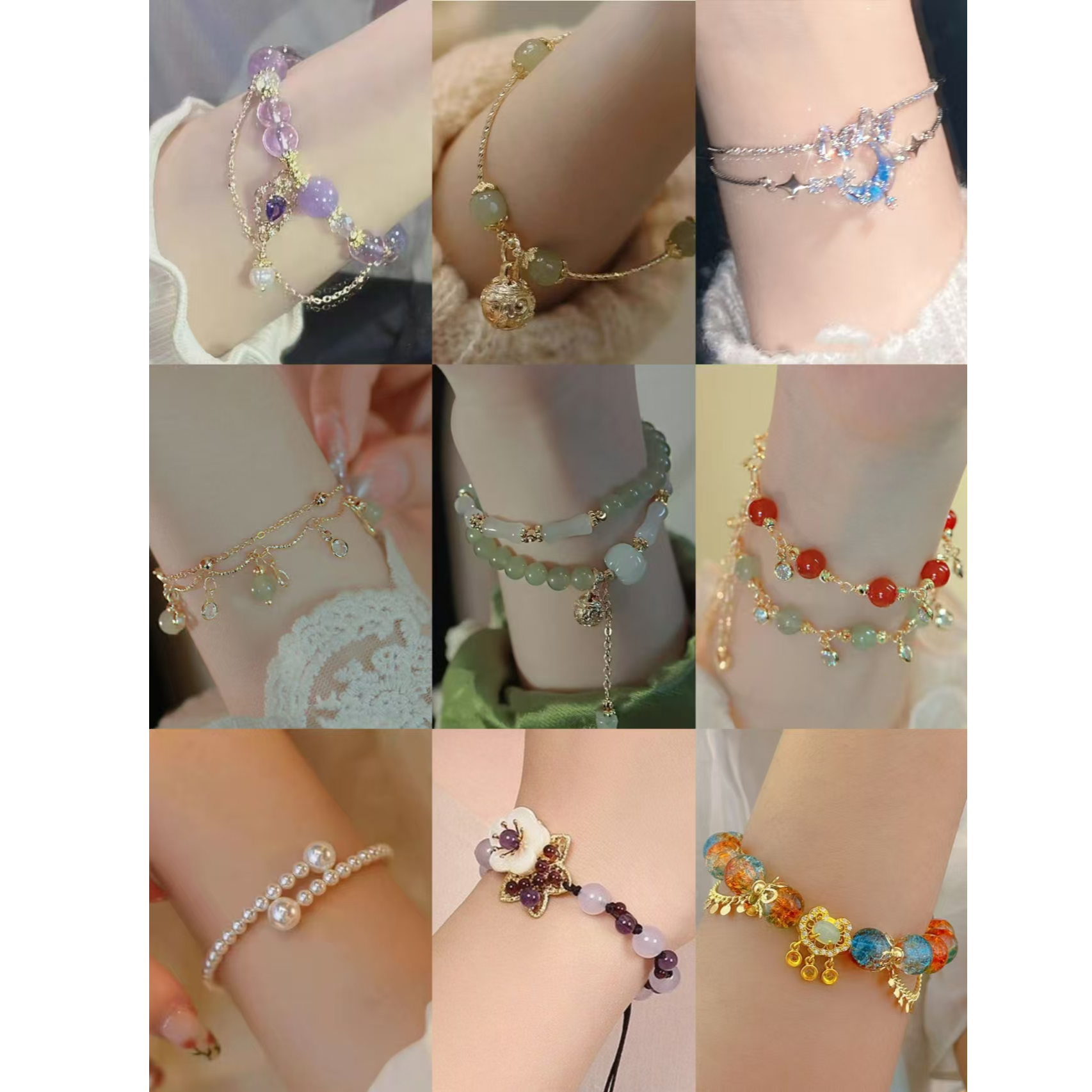 直播间任意选一条纯手工DIY手工重工女手串手工琉串珠新中式礼物