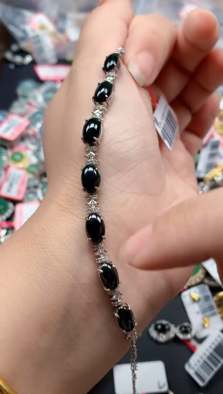 银S925镶嵌戒指翡翠天然A货缅甸翡翠