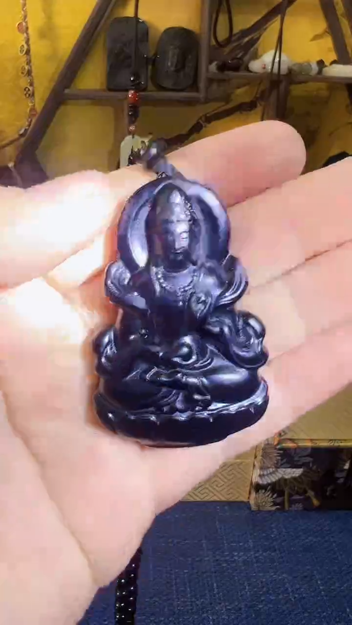 【闪购商品】和田玉（墨玉）挂件未镶嵌墨玉 飘带观音 （飞铃文玩）