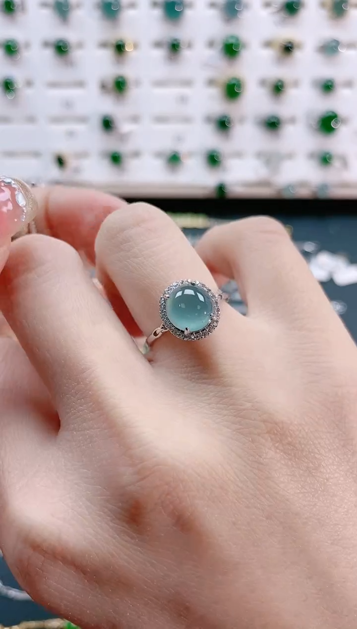 【闪购商品】翡翠戒指银S925镶嵌天然翡翠