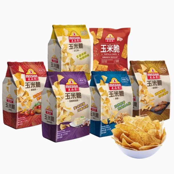 麦西恩玉米脆170g*2包膨化脆片芝士番茄蒜香黄油味休闲零食