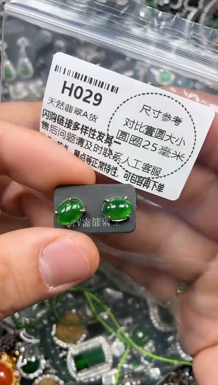 颈饰未镶嵌翡翠H029耳钉