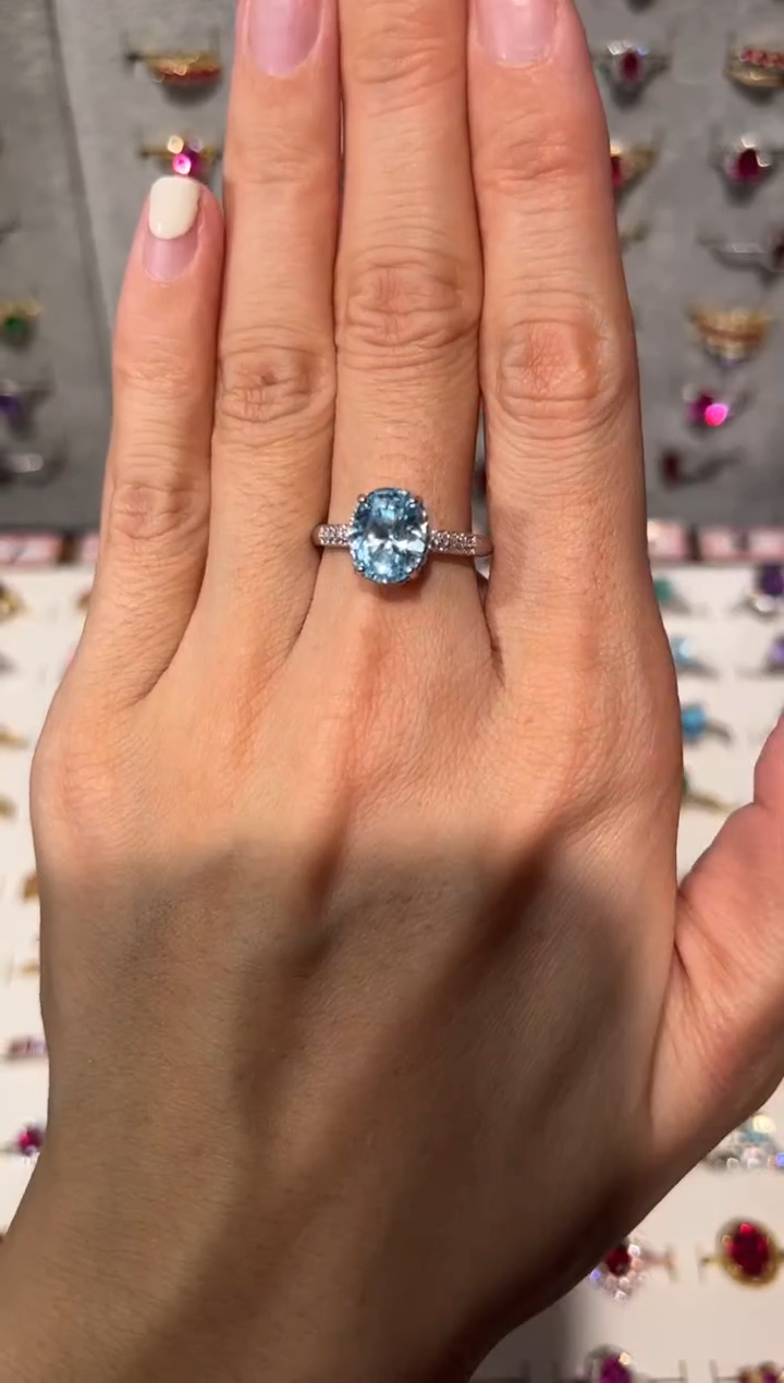 【闪购商品】海蓝宝石戒圈银S925镶嵌1533451