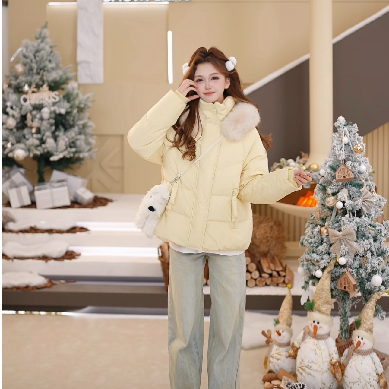 【25年新款】雪中飞时尚毛领加厚高充绒女士短款羽绒服X250140218