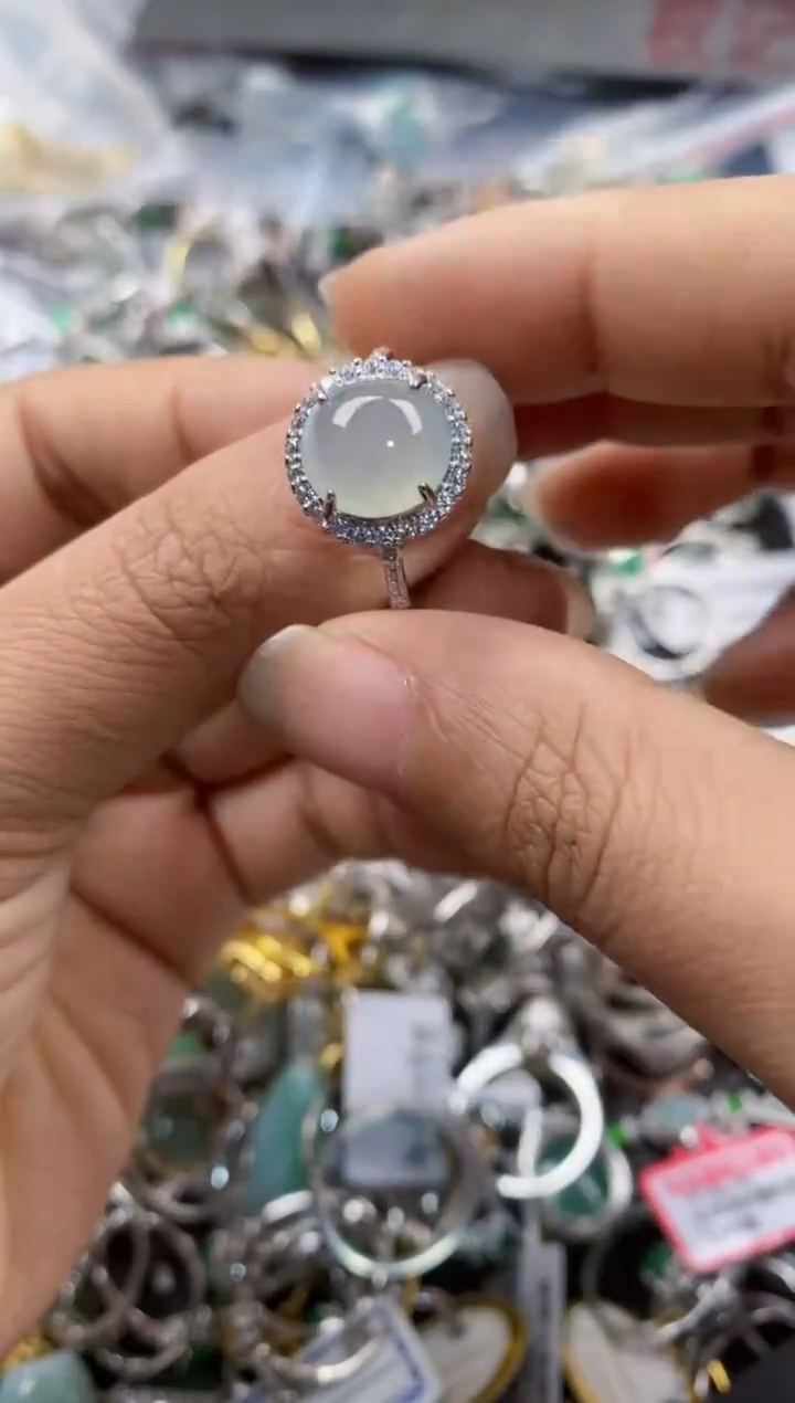 银S925镶嵌戒指翡翠222---2