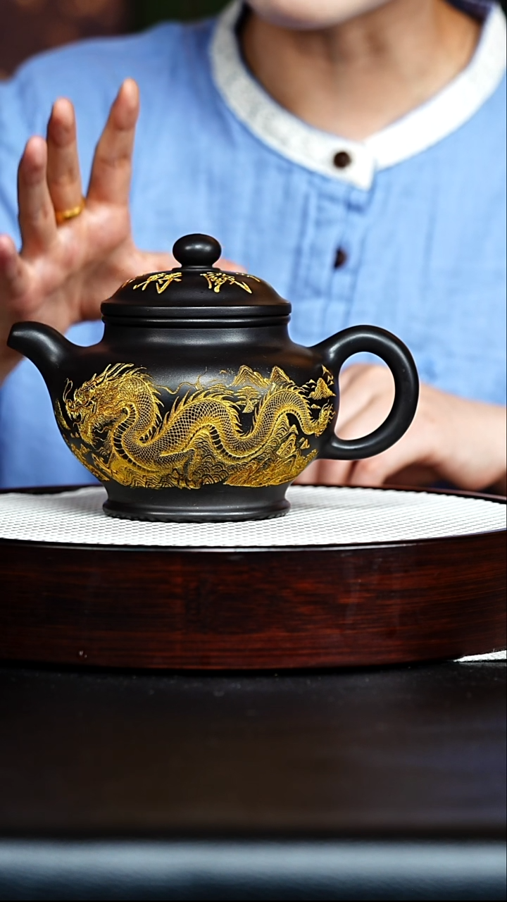 茶壶紫砂掇只  石黄 