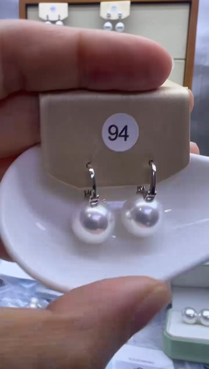 银S925镶嵌耳饰淡水珍珠94