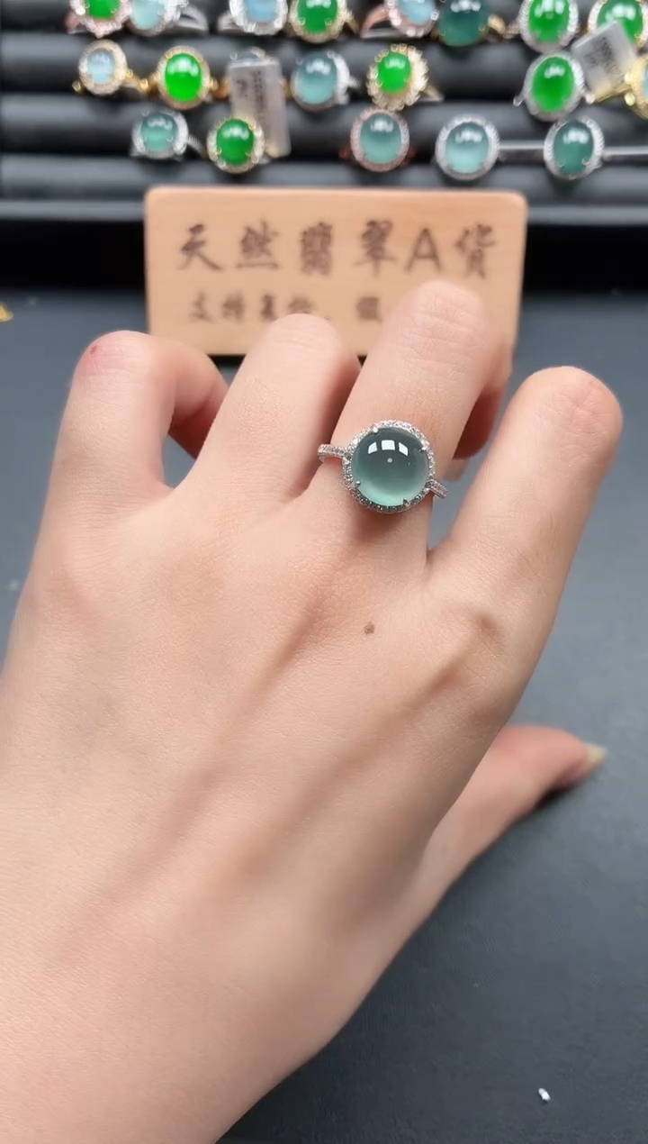 银S925镶嵌戒指翡翠111