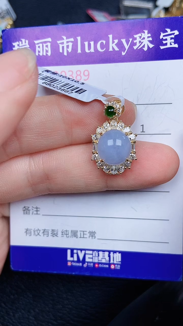 颈饰银S925镶嵌翡翠0389