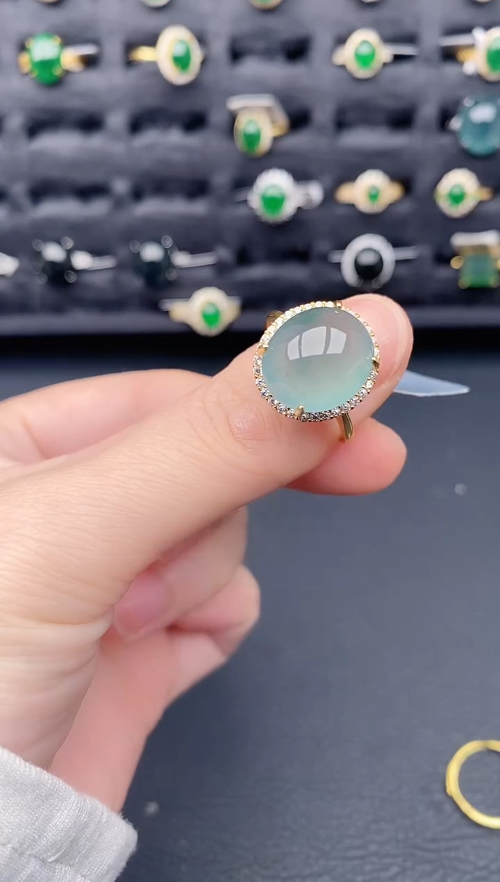 银S925镶嵌戒指翡翠天然a货翡翠339