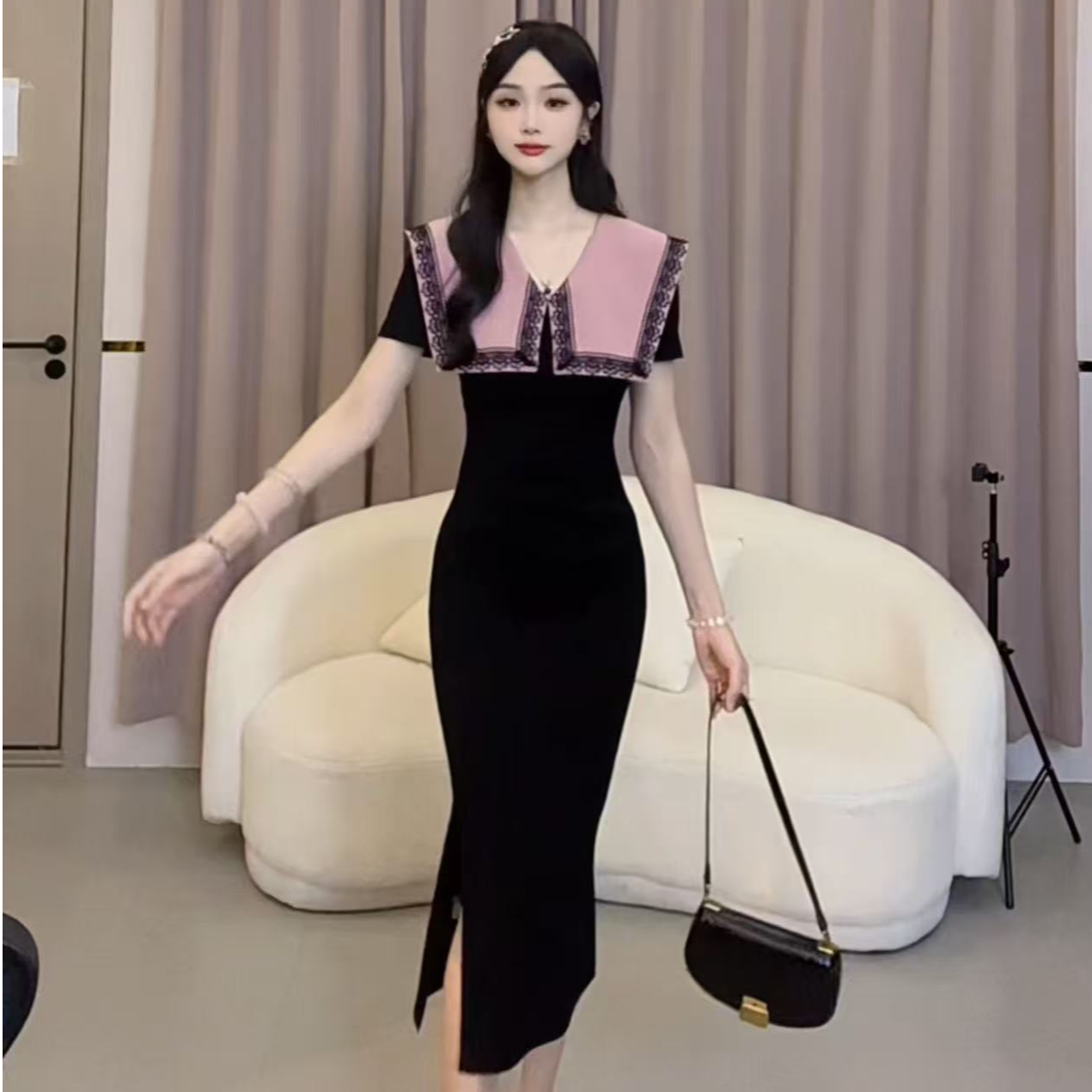 【小米】夏季赫本风收腰减龄裙子气质设计感连衣裙YYMZQ51175