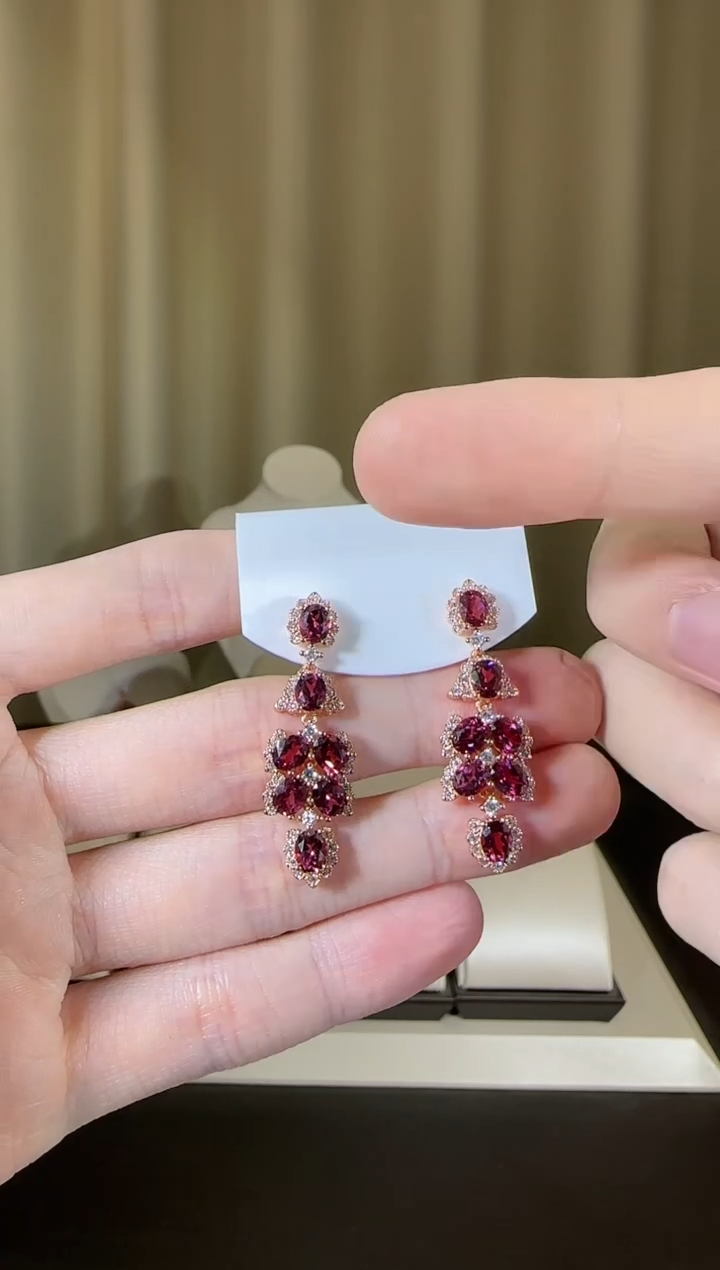 【闪购商品】石榴石耳坠银S925镶嵌设计款