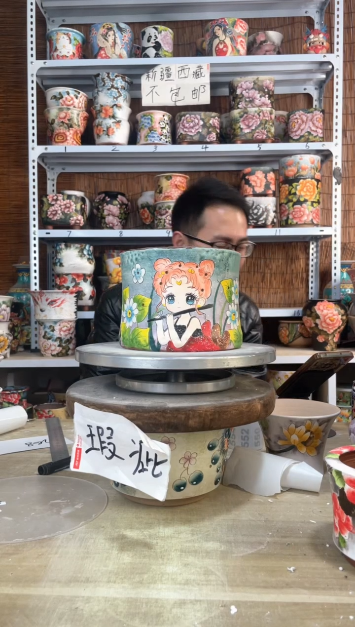 【闪购商品】摆件484陶花岛多肉陶瓷花盆罐——微瑕