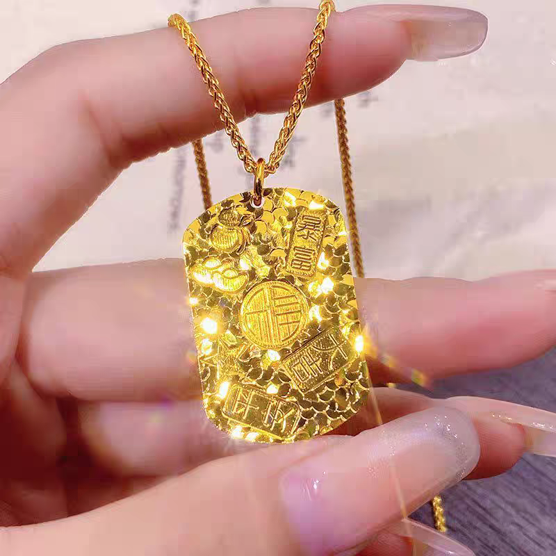 铜合金吊坠 50单面吉言福字碎冰冰百搭精美