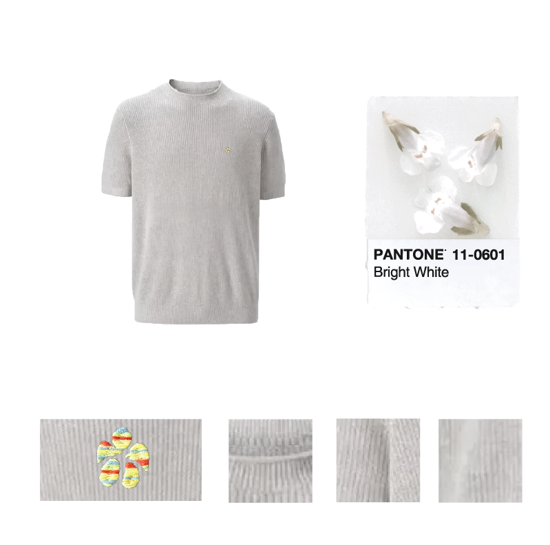 Aleksandre棉宝”亚麻天丝“艾德莱斯刺绣宽松针织短袖