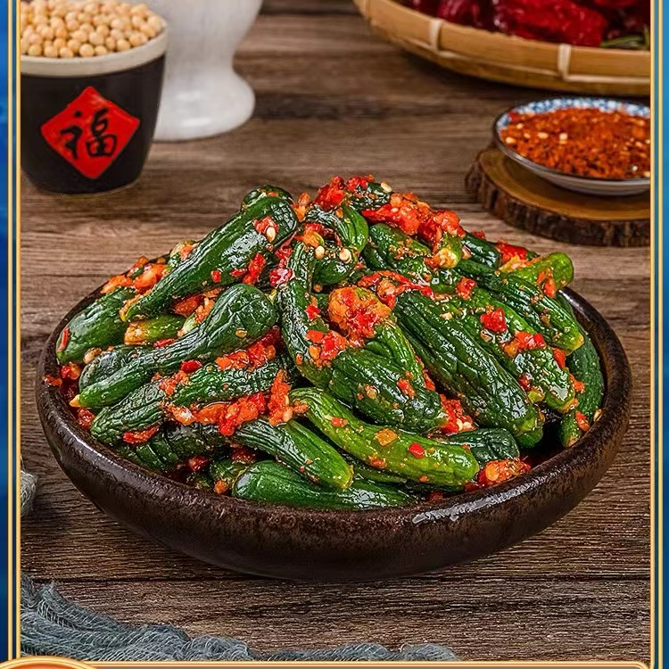 延边朝鲜族美食地窖香辣黄瓜韩式泡菜咸菜泡菜传统300g*2袋