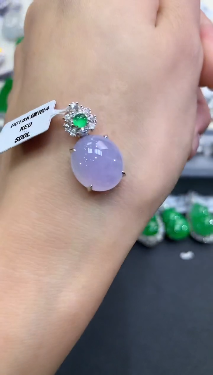 【闪购商品】翡翠吊坠(不含链)18K金镶嵌w21紫货有色差