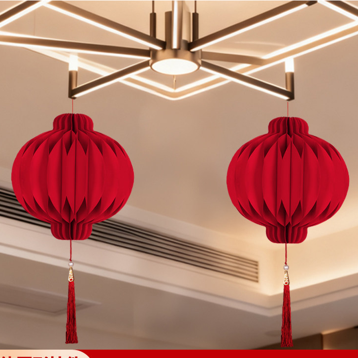 2026马年新年蜂窝球喜庆纸灯笼房门挂件春节室内外场景布置装饰