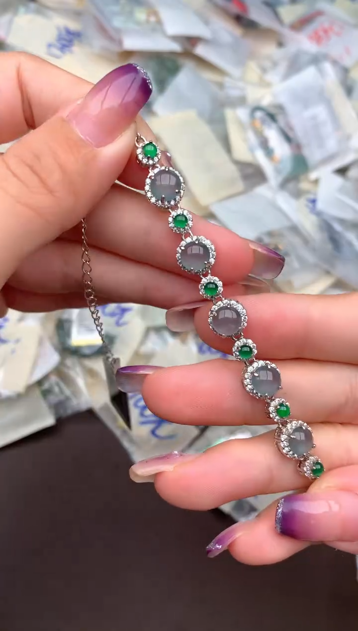 银S925镶嵌挂件翡翠一