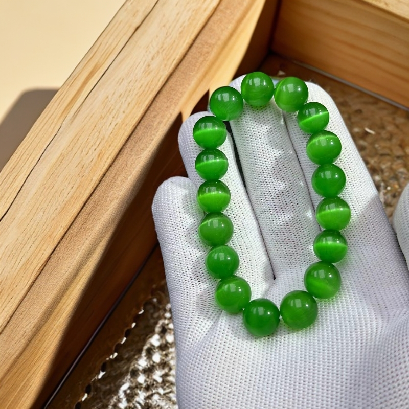 C128    6A级绿猫眼卡1.2单圈手串