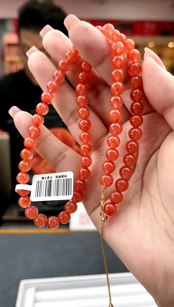 【闪购商品】南红玛瑙卡7南红保山樱桃红项链银S925镶嵌一件2