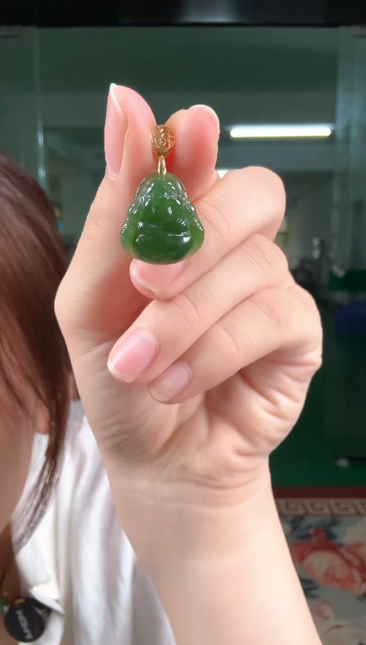 和田玉（碧玉）未镶嵌挂件碧玉佛公