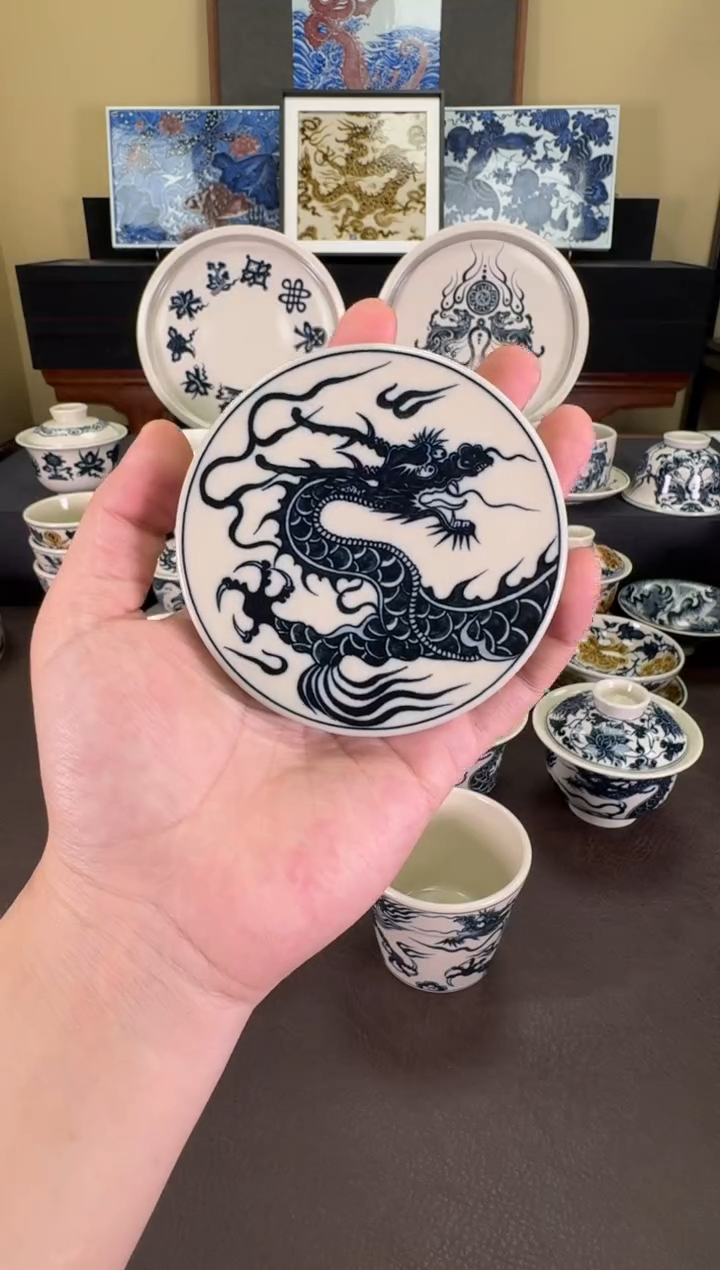 【闪购商品】二号釉1351龙纹盖置二号釉