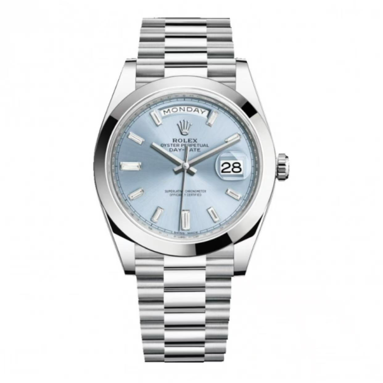 99新 Rolex/劳力士 哈奢馆/名表/星期日历/228206/冰蓝盘/23全套