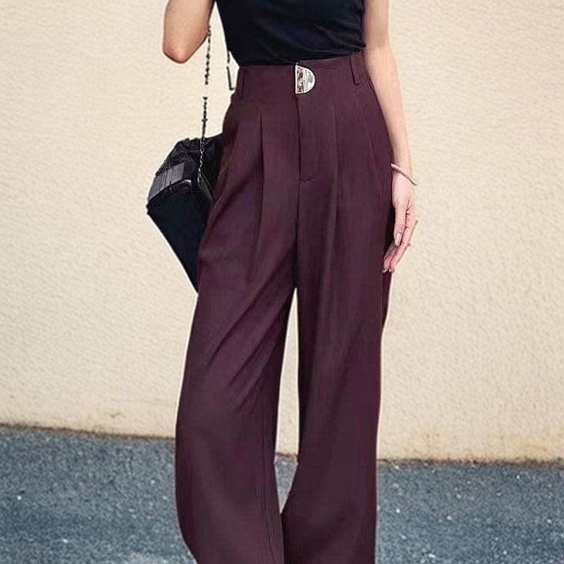 【娜孜】高腰显瘦阔腿西装裤女休闲百搭直筒裤 146