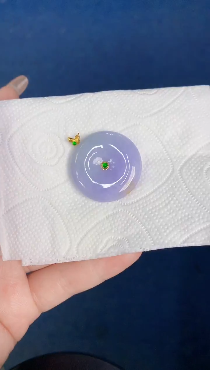 颈饰18K金镶嵌翡翠缅甸天然翡翠A货