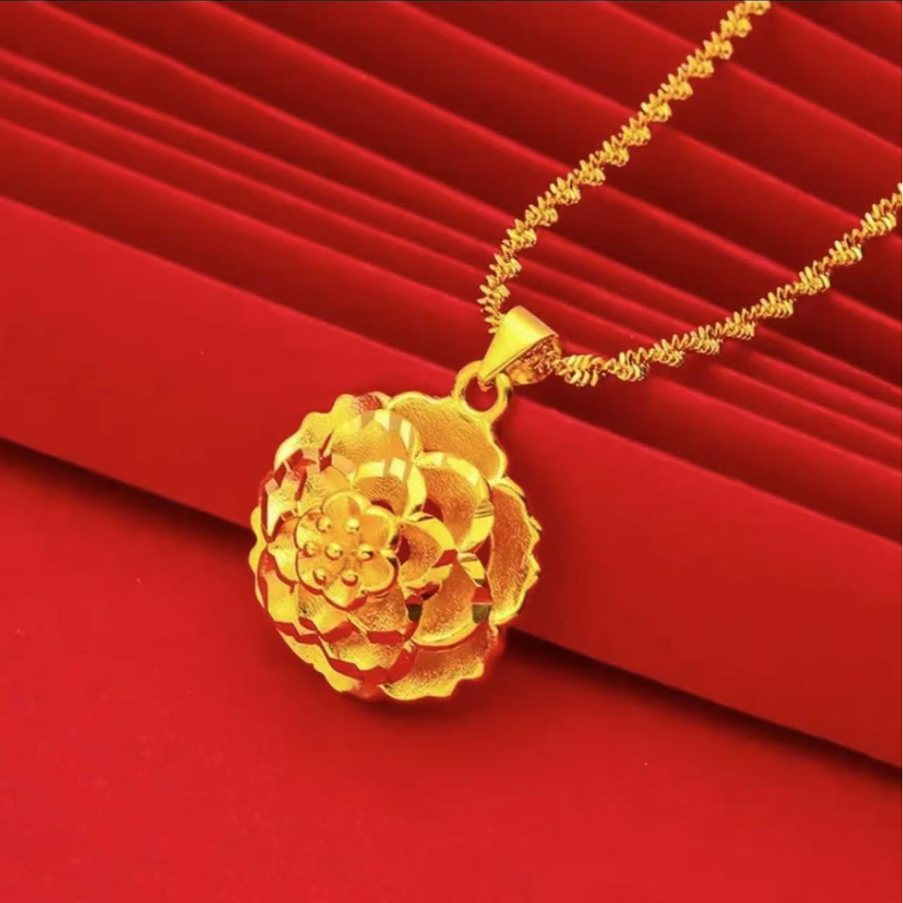   【小月亮】时尚百搭牡丹花合金吊坠赠链子 