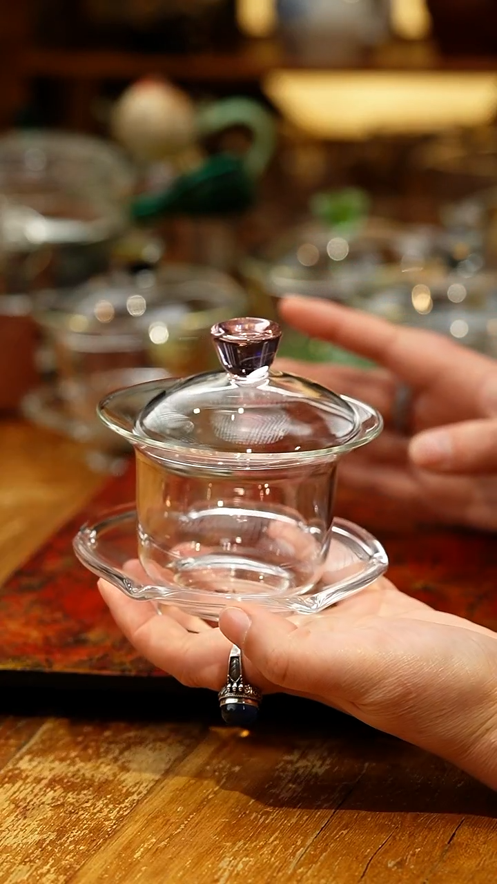 【闪购商品】禾器/晶彩禾荷盖碗/浅粉