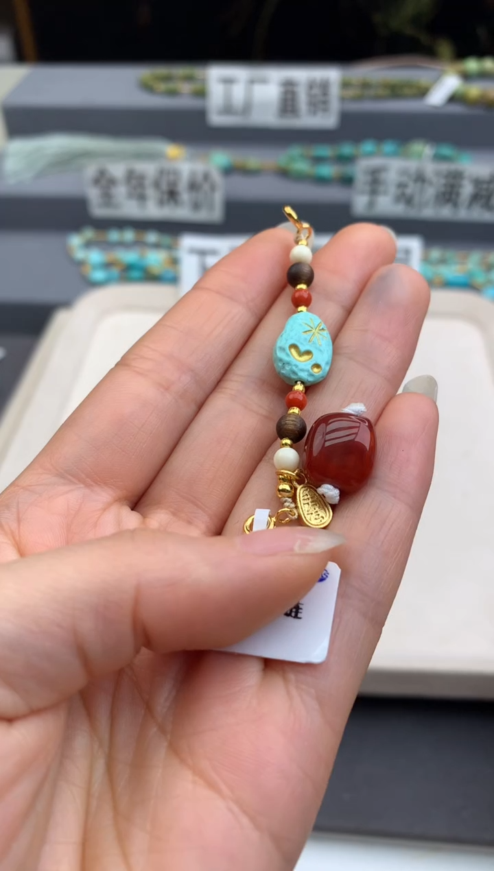 银S925镶嵌提溜南红玛瑙茜.E121