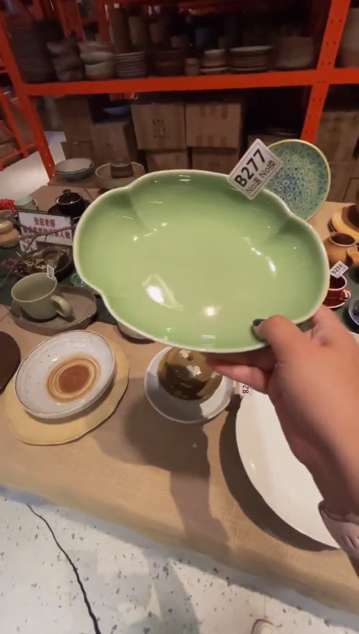 瓷片玛****?b277绿色云朵盘福利