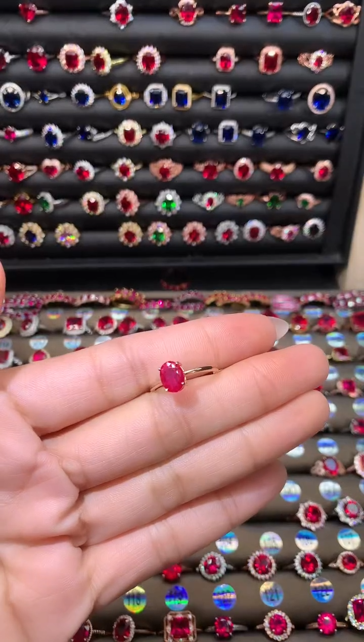 【闪购商品】红宝石戒指银S925镶嵌68玫瑰金