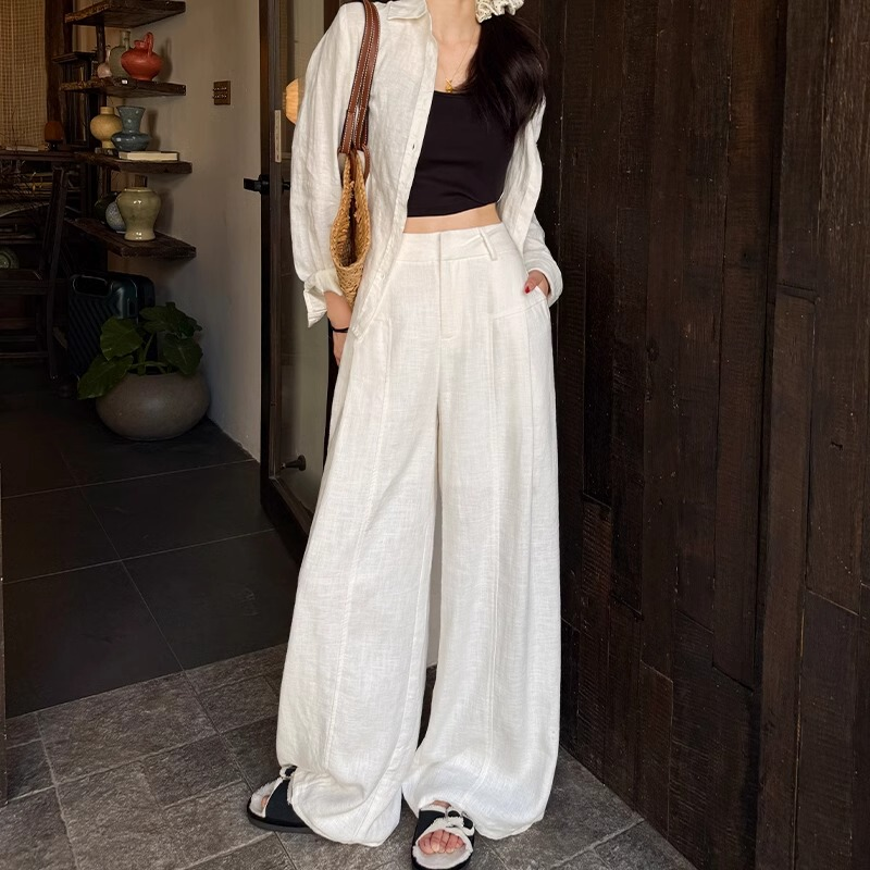 法式阔腿裤男加厚慵懒风垂感软糯休闲直筒裤