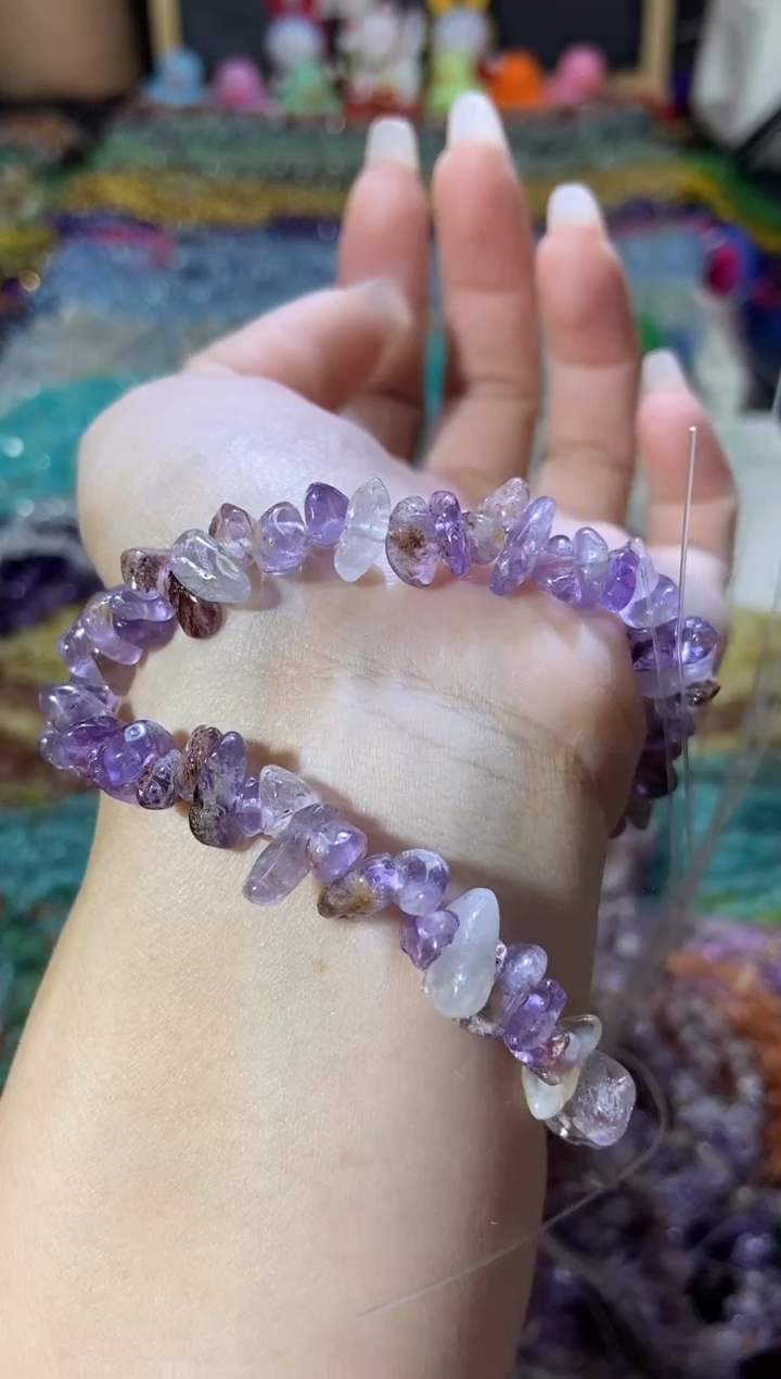 水晶珠宝半成品未镶嵌紫幽灵