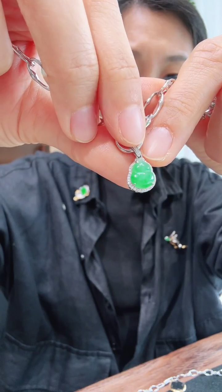 吊坠(不含链)18K金镶嵌翡翠00002680