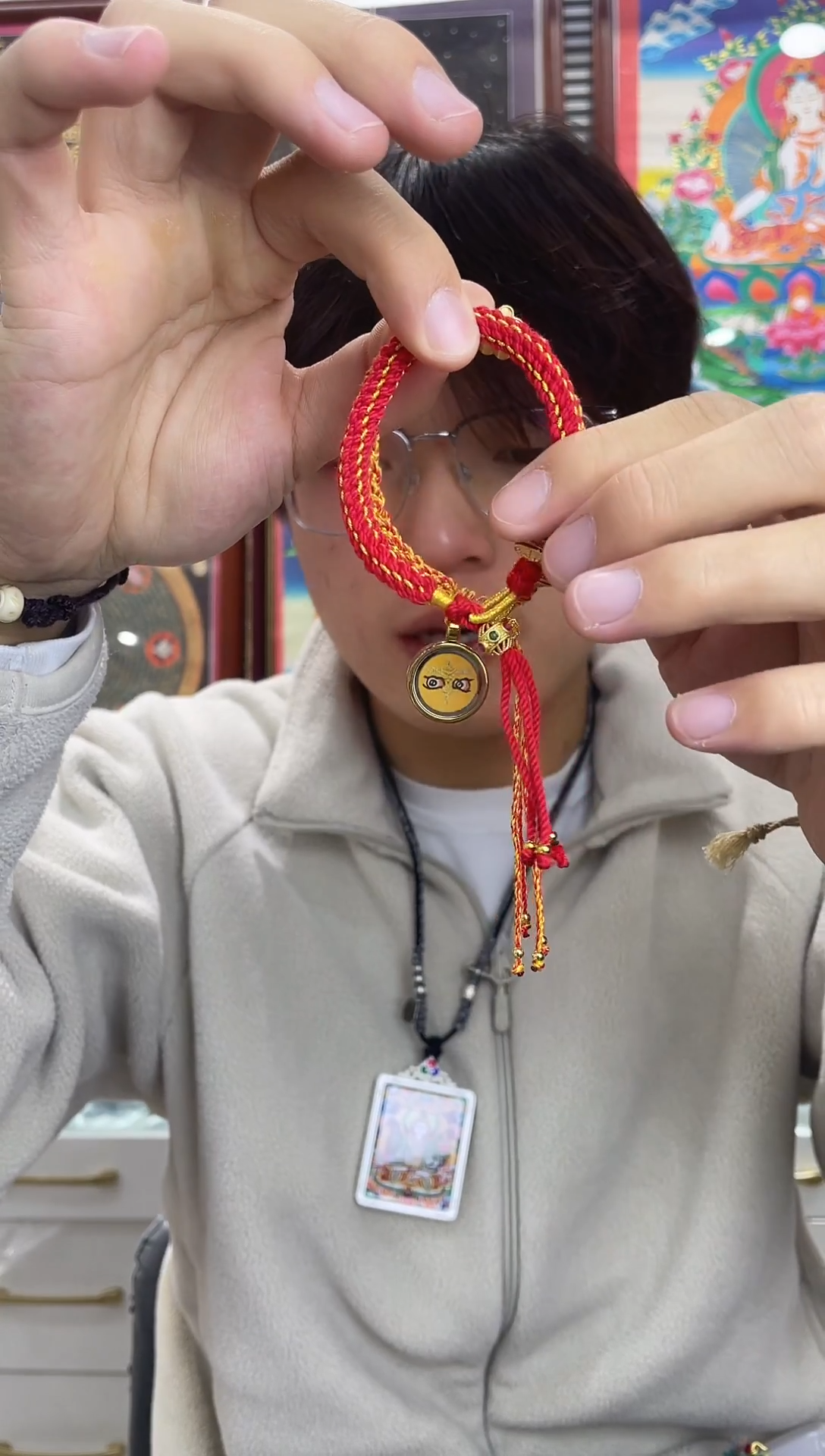 手链黄c  纯手绘唐卡（非质量问题 不退不换）