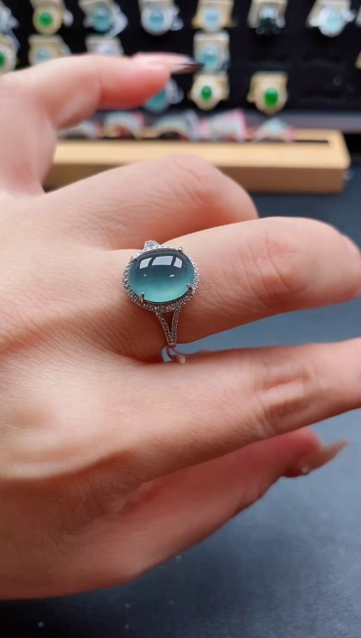 银S925镶嵌戒指翡翠1