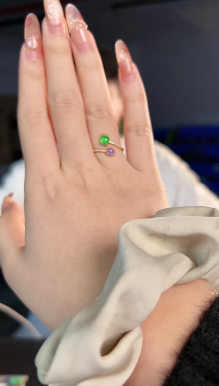 【闪购商品】翡翠戒指18K金镶嵌缅料A货/支持复检/一件