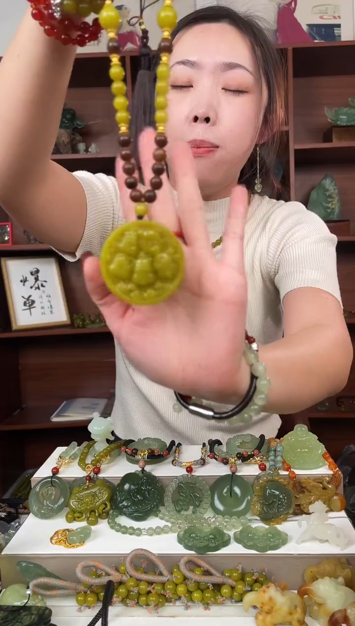 未镶嵌蛇纹石玉颈饰多样性发货拍一发一