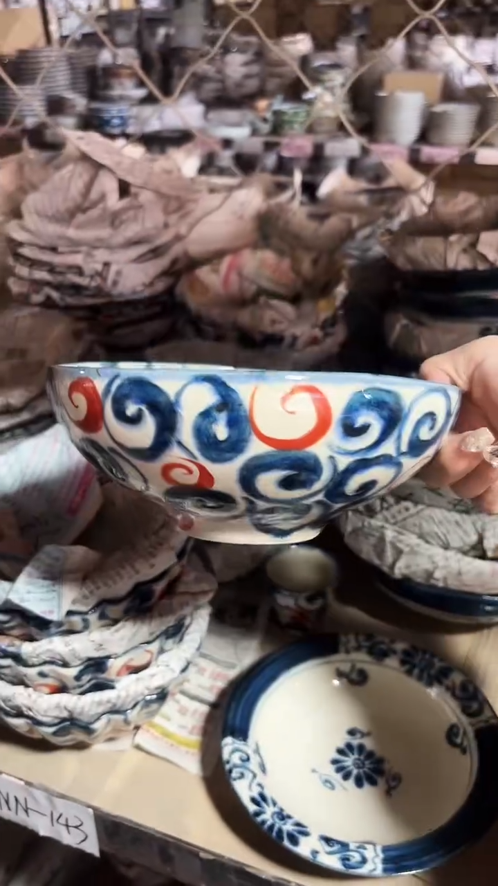 稻谷壳宗山窑旋涡19.5cm曲钵一个