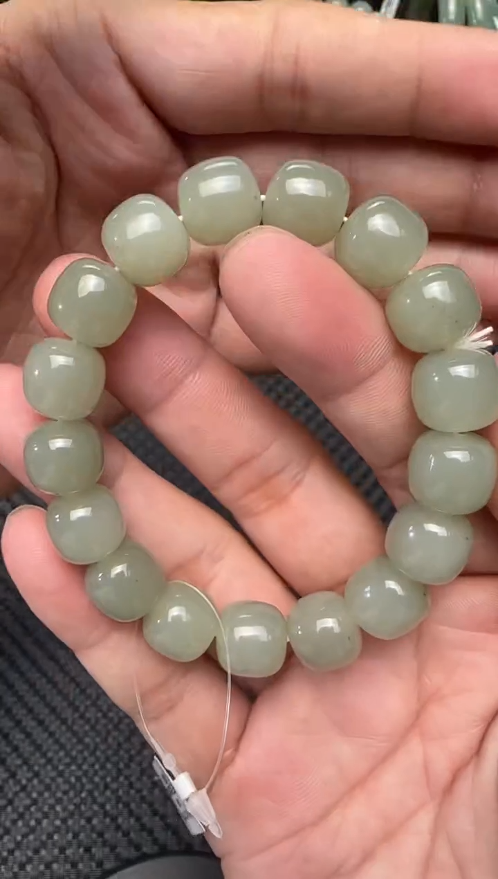 未镶嵌手串和田玉青白玉手串卡11x12 有矿点