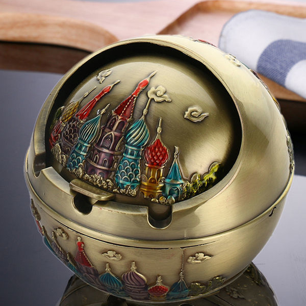 烟灰缸家复古防风带盖防摔防飞灰烟味灭烟车载烟灰缸爆款防尘