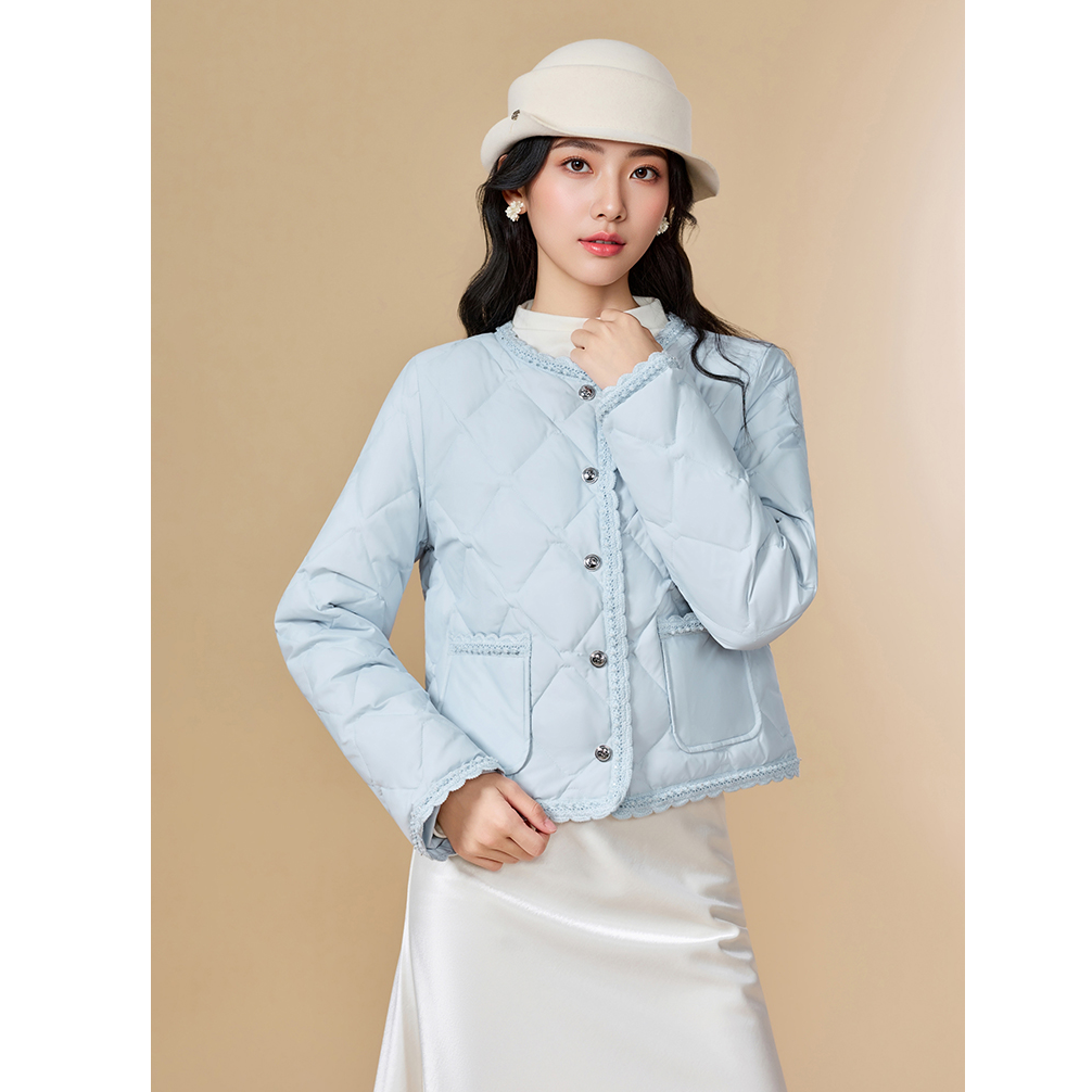 IEF/爱依服2025冬季新款法式甜美温柔淑女气质小香风轻羽绒外套